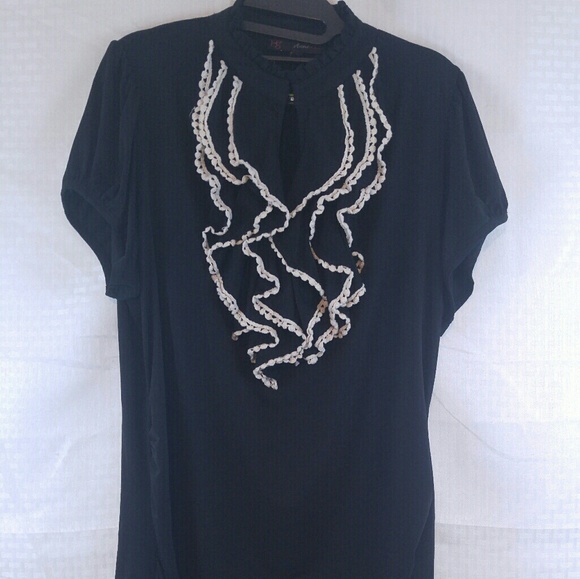 ruffle front blouse plus size